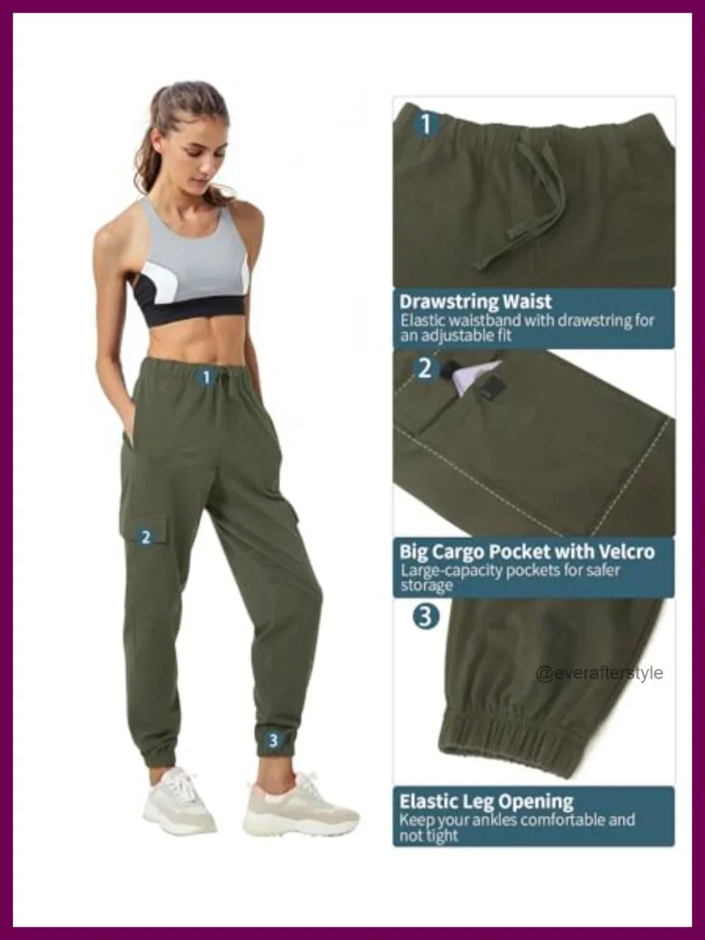 Women's Loose Cargo Sweatpants with Pockets, Athletic Joggers, Yoga Lounge Pants
